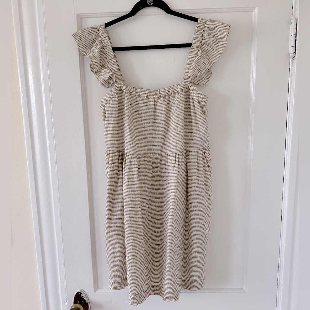 Madewell Flutter-Sleeve Square-Neck Mini Dress in Striped Jacquard